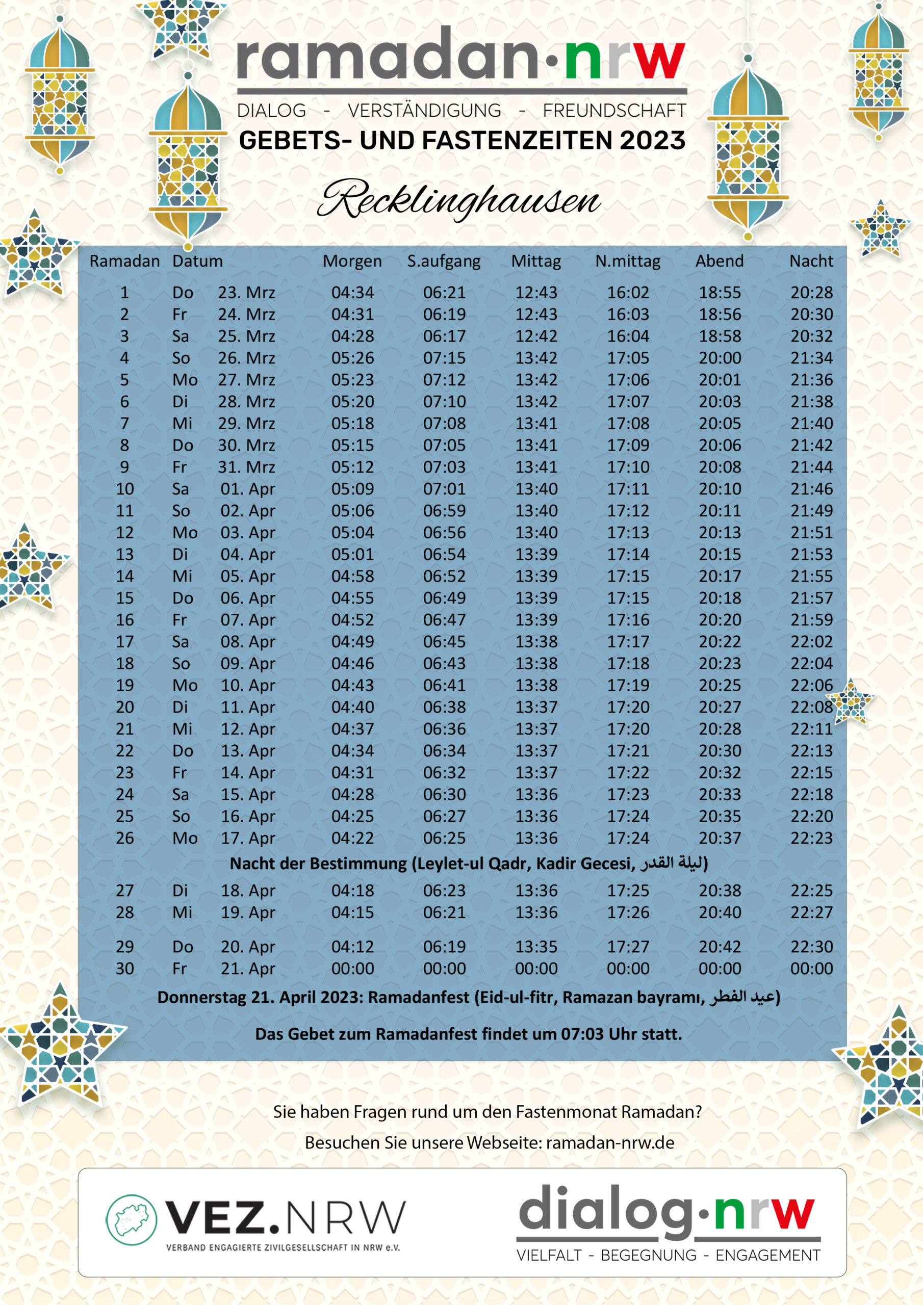 Ramadankalender Recklinghausen ramadannrw